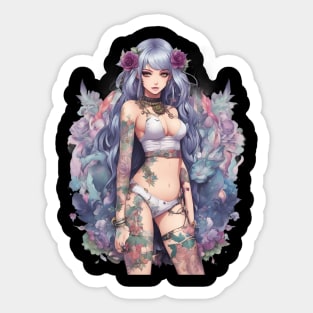 Ink and Tears Emo Goth Anime Girl Sticker